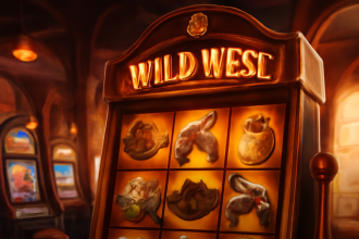 Pola di Wild West Gold pada layar mesin slot.